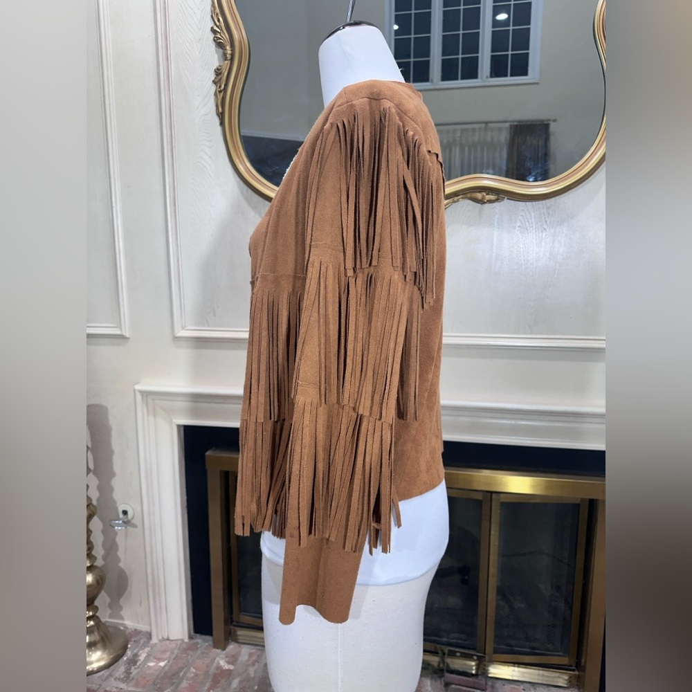 Vocal Faux Suede Fringe‎ Open Front Jacket – Size Small - Picture 6 of 15